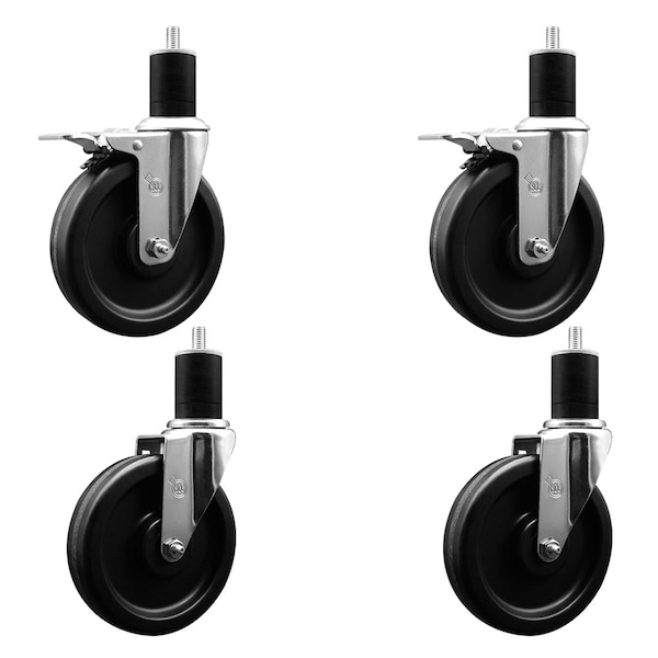Service Caster 6'' Phenolic Swivel 1-3/4'' Expanding Stem Caster Set 2 Total Lock Brakes, 4PK SCC-EXTTL20S615-PHR-2-S-2-134 - main